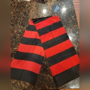 EUC Echo Silk Scarf Red And Black Rugby Stripe